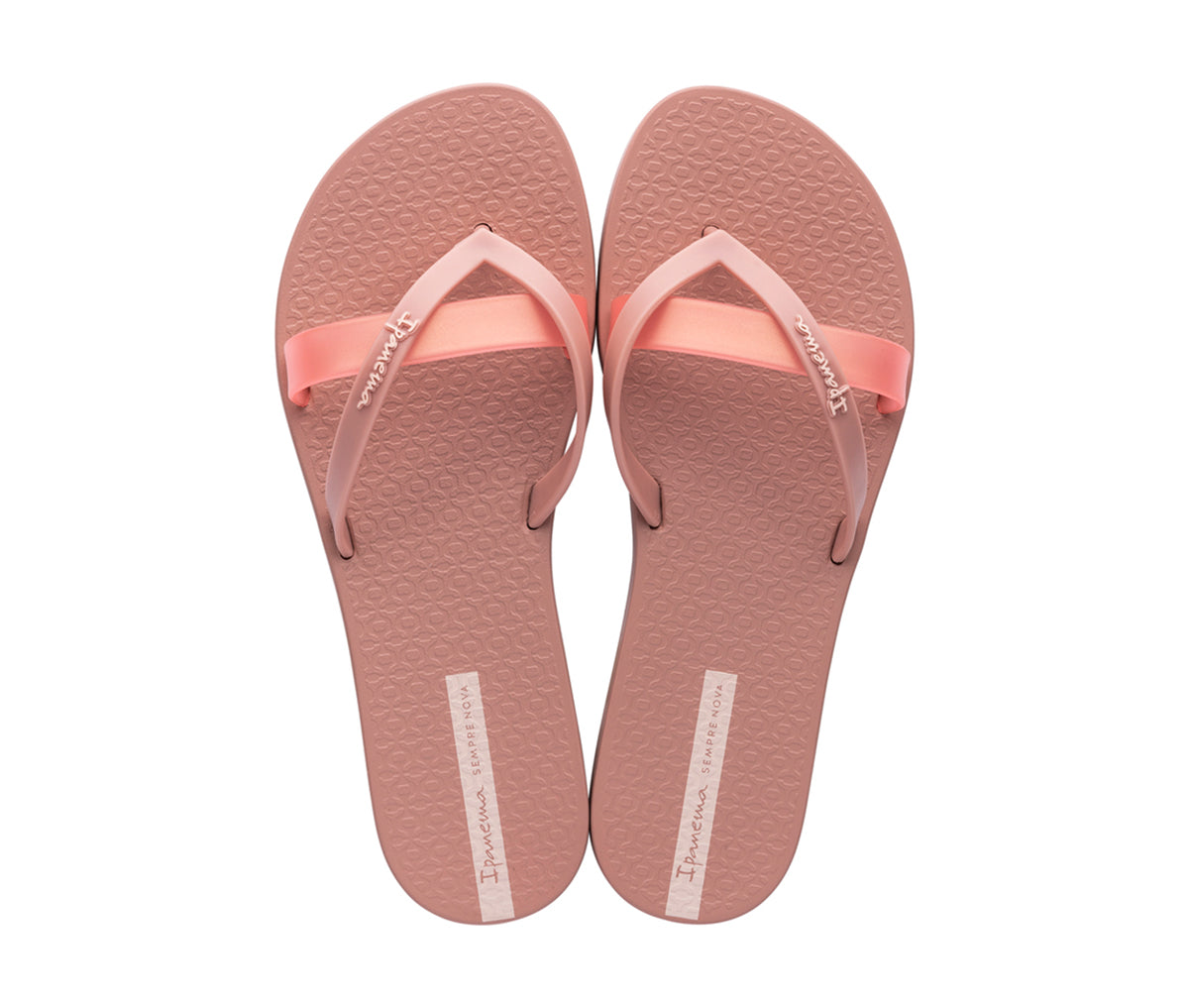 Top view of a pair of pink with pearly pink strap Ipanema Kirei Slides