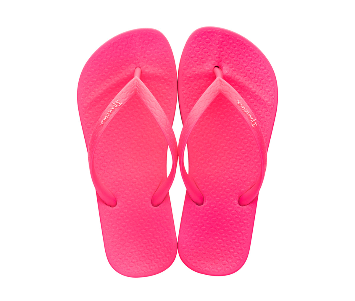 Top view of a pair of pink Ipanema Ana Colors kids flip flops.